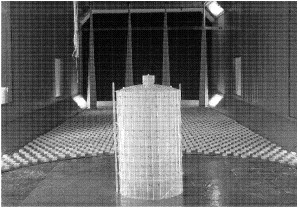 气柜模型在风洞中的相片1