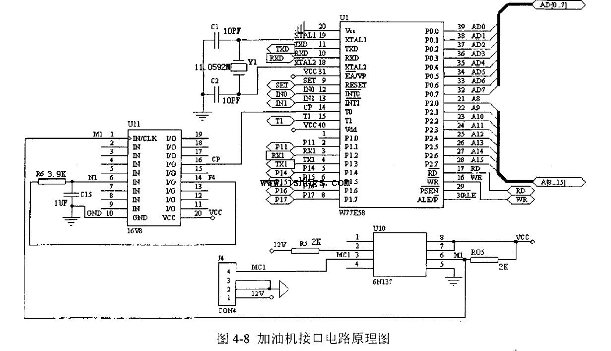 图4一8加油机接口电路原理图