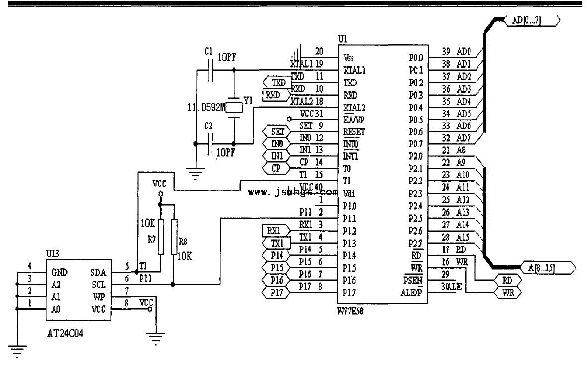 图4-12外接IZC存储器电路